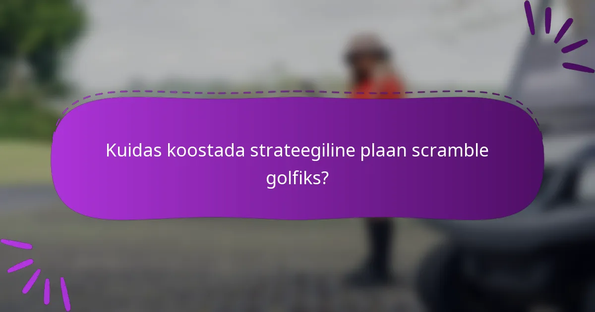 Kuidas koostada strateegiline plaan scramble golfiks?