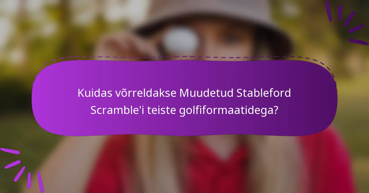 Kuidas võrreldakse Muudetud Stableford Scramble'i teiste golfiformaatidega?
