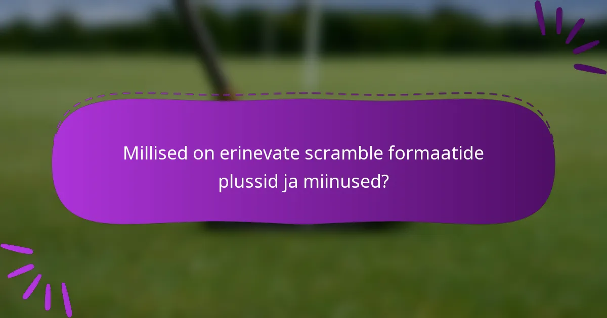 Millised on erinevate scramble formaatide plussid ja miinused?