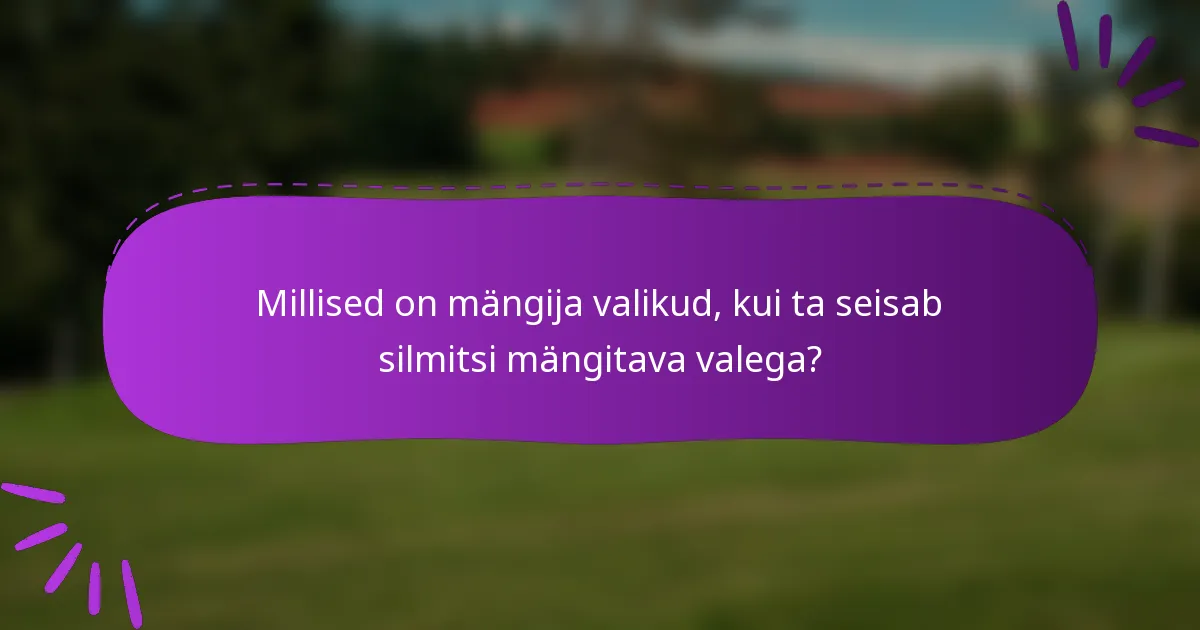 Millised on mängija valikud, kui ta seisab silmitsi mängitava valega?