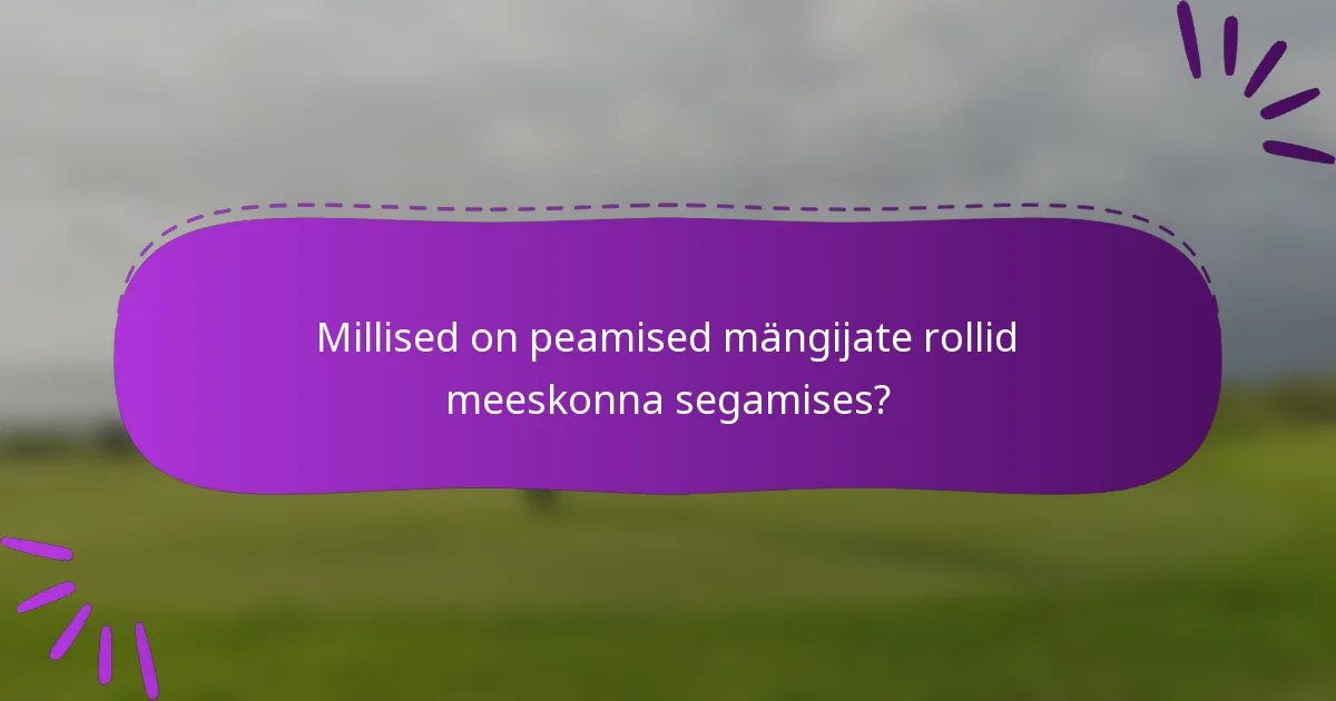 Millised on peamised mängijate rollid meeskonna segamises?