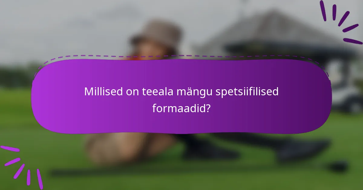 Millised on teeala mängu spetsiifilised formaadid?